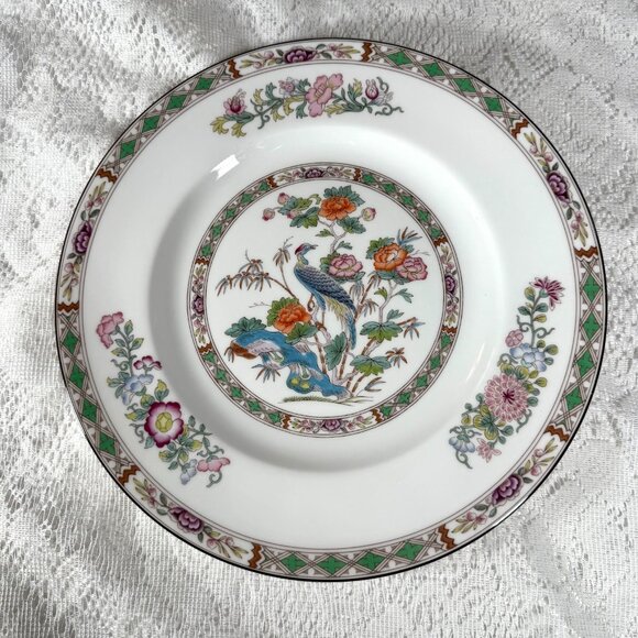 WEDGWOOD “Kutani Crane” Dinner Plate – Bone China, Multicolor Floral, Brown Trim - Picture 1 of 9